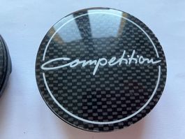 3x Nabendeckel Competition Carbon Optik Felgen Tuning Auto