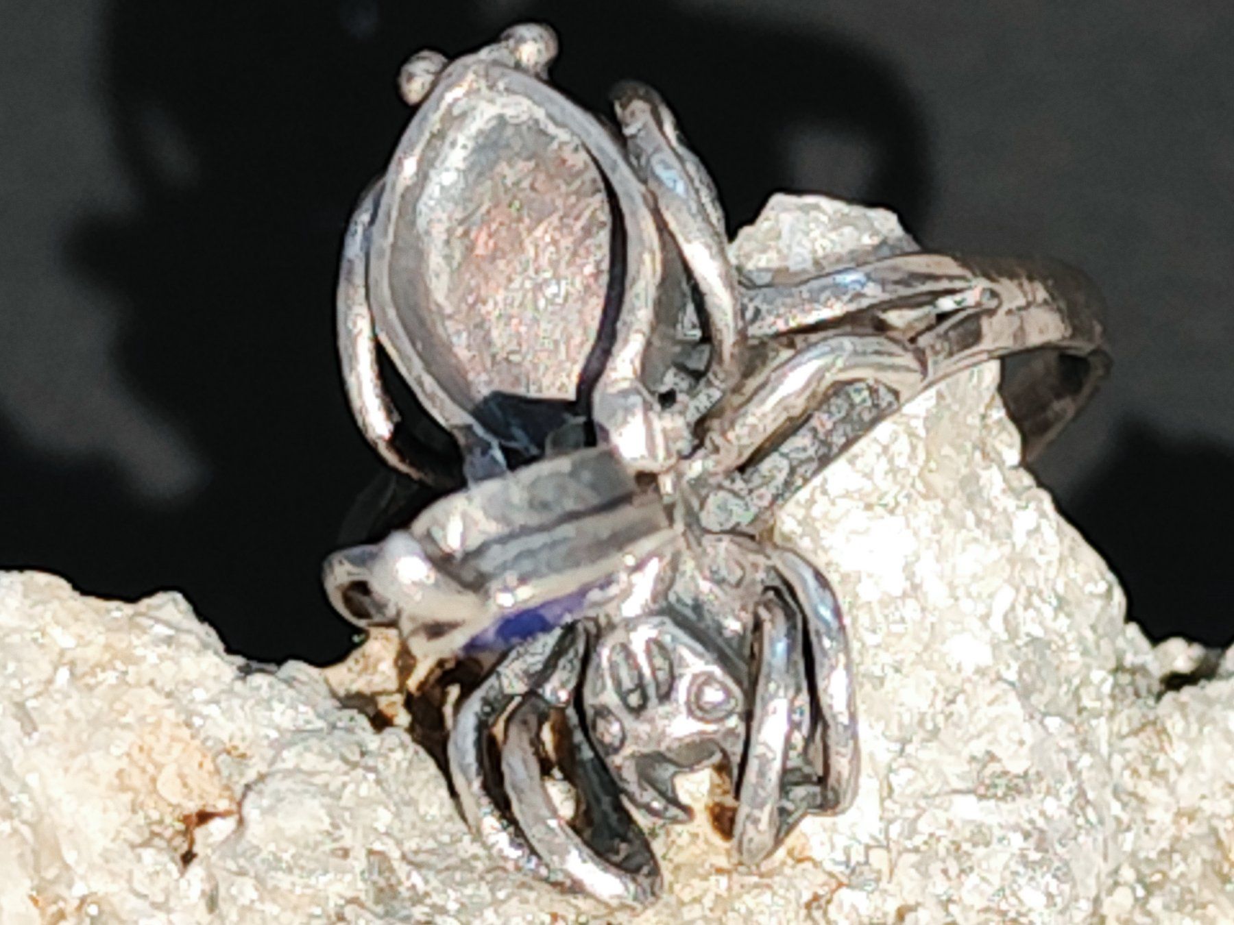 Bagues: Gothic Spinnenring 925 Silber Giftring Ring blauer Stein – D'occasion à Bettingen par hamau2012 1