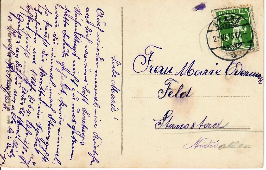 Ansichtskarten: Stans  1915 – Gebraucht aus Hochdorf von Ziegel-16 1