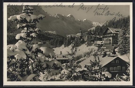 Cartoline postali: Arosa, Ortschaft vom Schnee bedeckt, Ber – Usato da Berlin venduto da bartko-reher