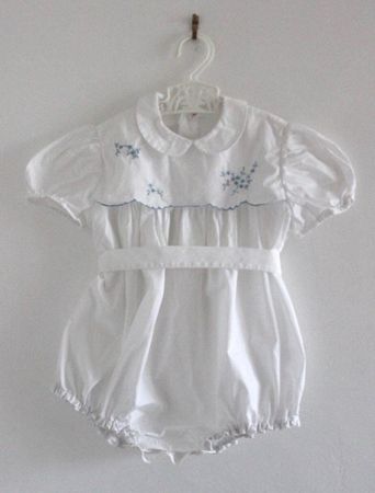 Vintage 1950's white embroidered romper Size 12/18 Months
