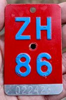 Velonummer ZH von 1986 - Zürich - ZH 86 - NR 022423