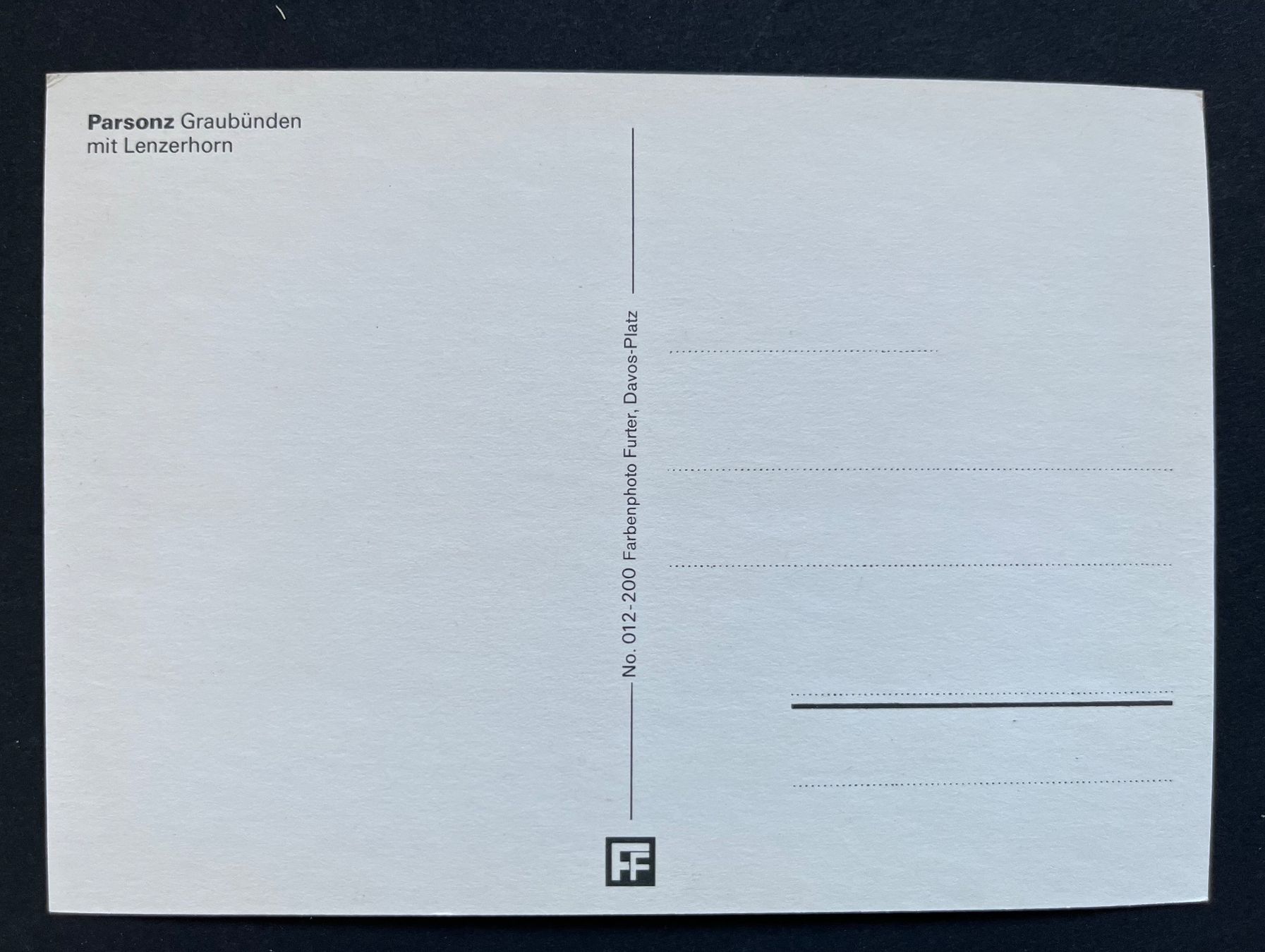 Ansichtskarten: Parsonz mit Lenzerhorn, ca. 1980 – Gebraucht aus Wabern von DaxKarten-75 1