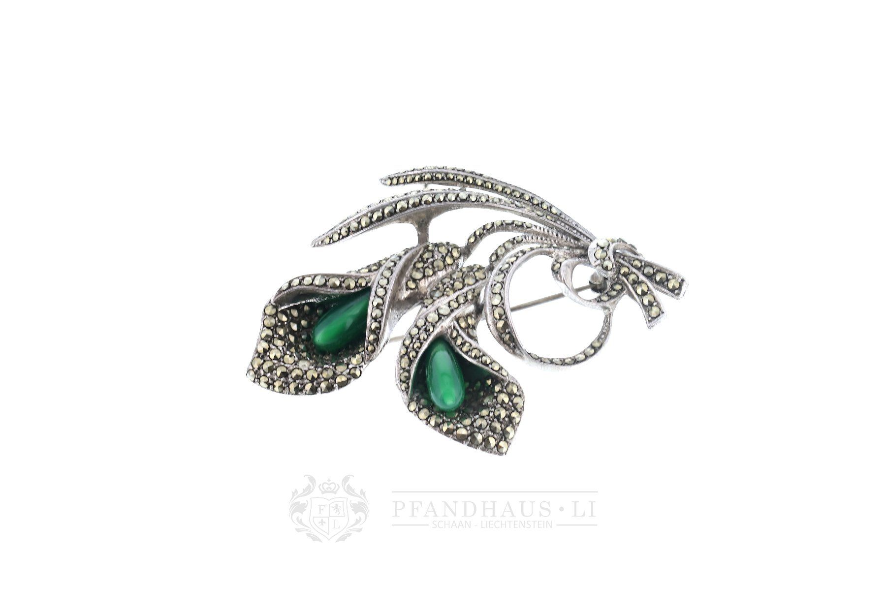 Broschen & Nadeln: BROSCHE / ANSTECKNADEL "BLUME" IN 800ER SILBER – Gebraucht aus Schaan von