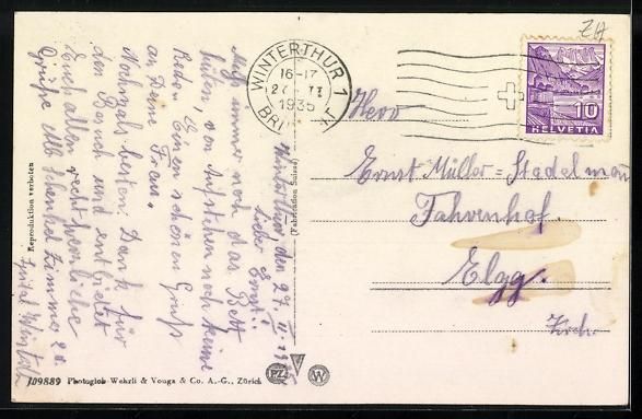 Cartoline postali: Winterthur, Kantonsspital, Hauptgebäude – Usato da Berlin venduto da bartko-reher 1