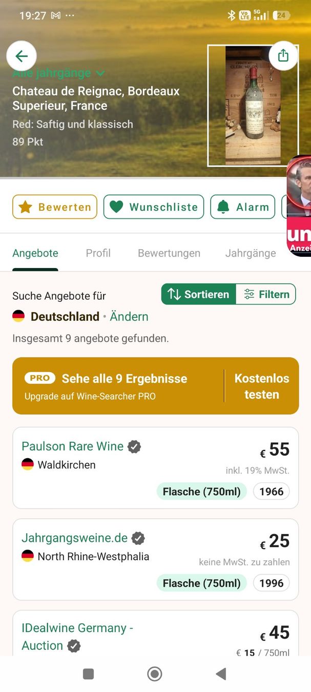 Wein: 1968 Chateau Reignac Cru Excellent – Gebraucht aus Büsserach von Vintage-vins 6