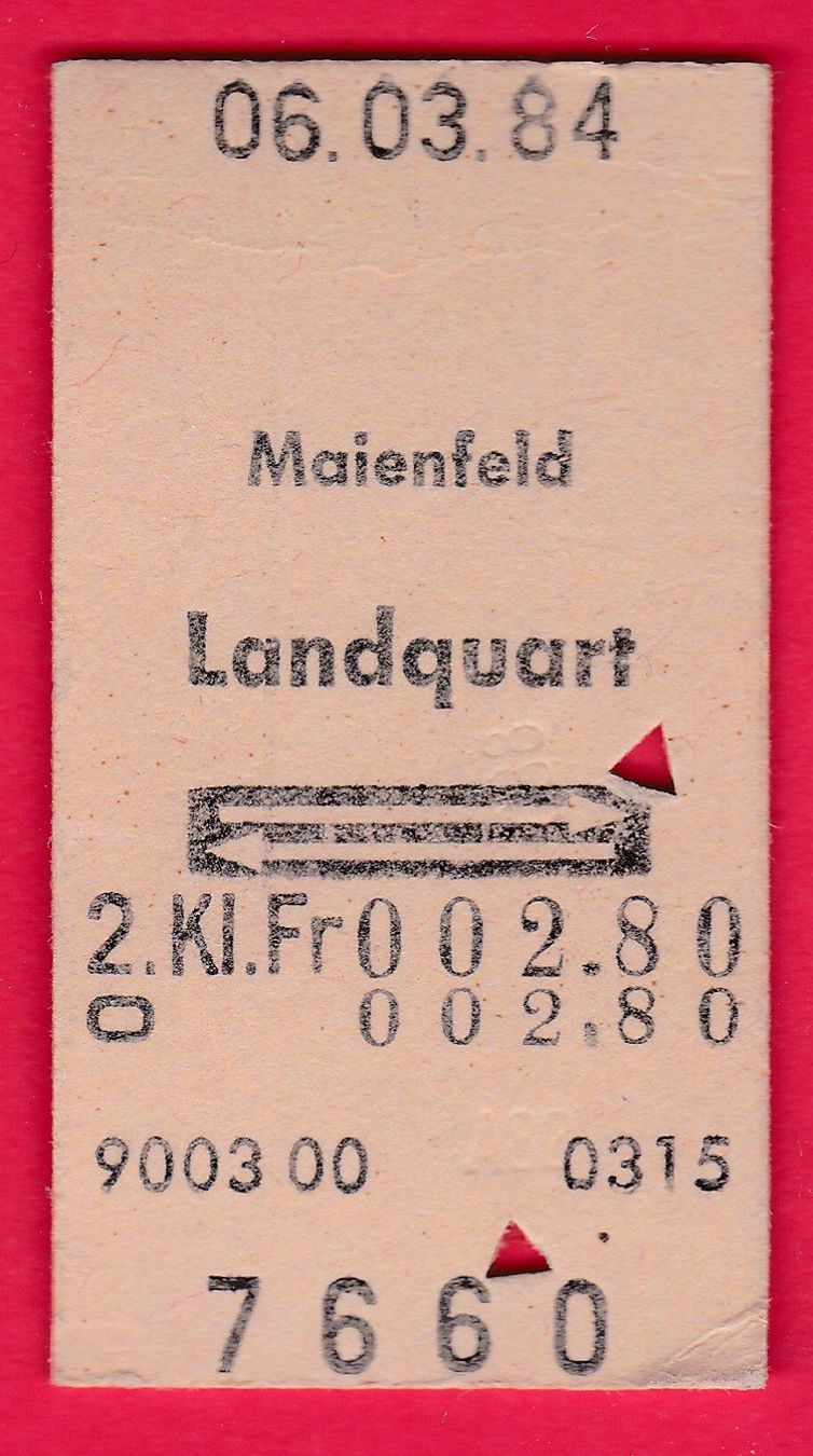 Biglietti: KARTON BILLETT, MAIENFELD - LANQUART, 2.KLASSE, RETOUR – Usato da Oberrieden venduto da Gebirgsstelze