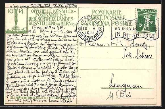 Cartoline postali: Bern, Schweizer Landes-Ausstellung 1914, – Usato da Berlin venduto da bartko-reher 1