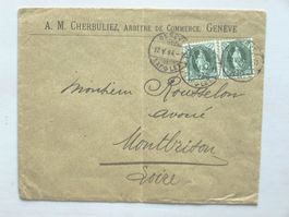 Brief 1894, GENÈVE > FRANKREICH - 2x 25Rp steh. HELVETIA