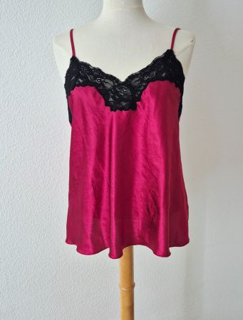 TOP UNTERWÄSCHE NACHTHEMD L 40 BORDEAUX SPITZE, TOP ZU JEANS