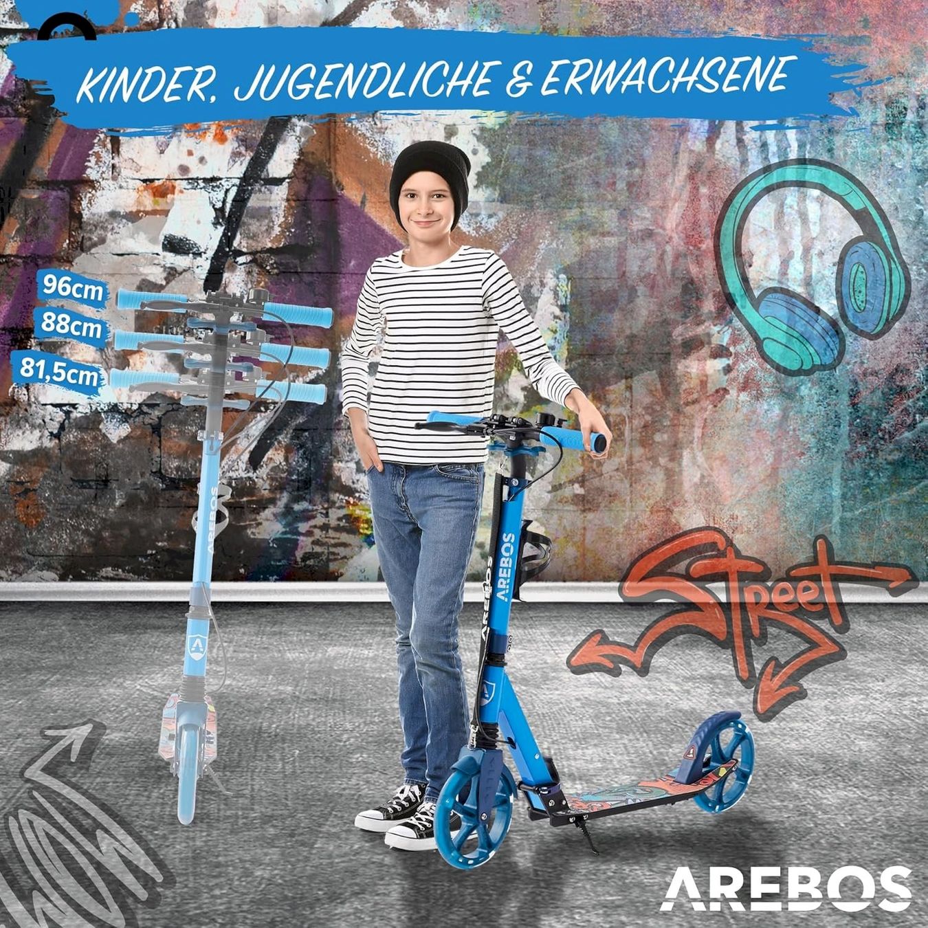 Fahrzeuge für Kinder: Scooter mit LED-Reifen Blau – Neu und originalverpackt aus Bottighofen von zaap 5