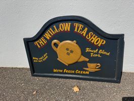 Vintage Schild „The Willow Tea Shop“ 3D Holz/Resin