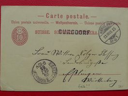 1885: BAHNPOST: BURGDORF nach WÜRTTEMBERG (DE)