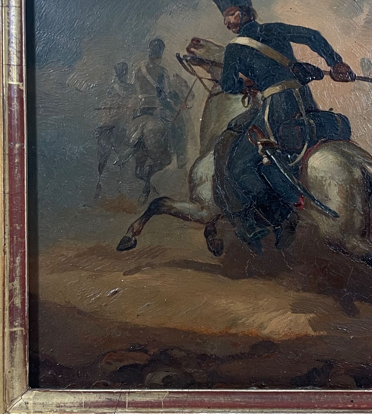 Gemälde: Antikes Gemälde mit reitenden Soldaten – Gebraucht aus Root von  4