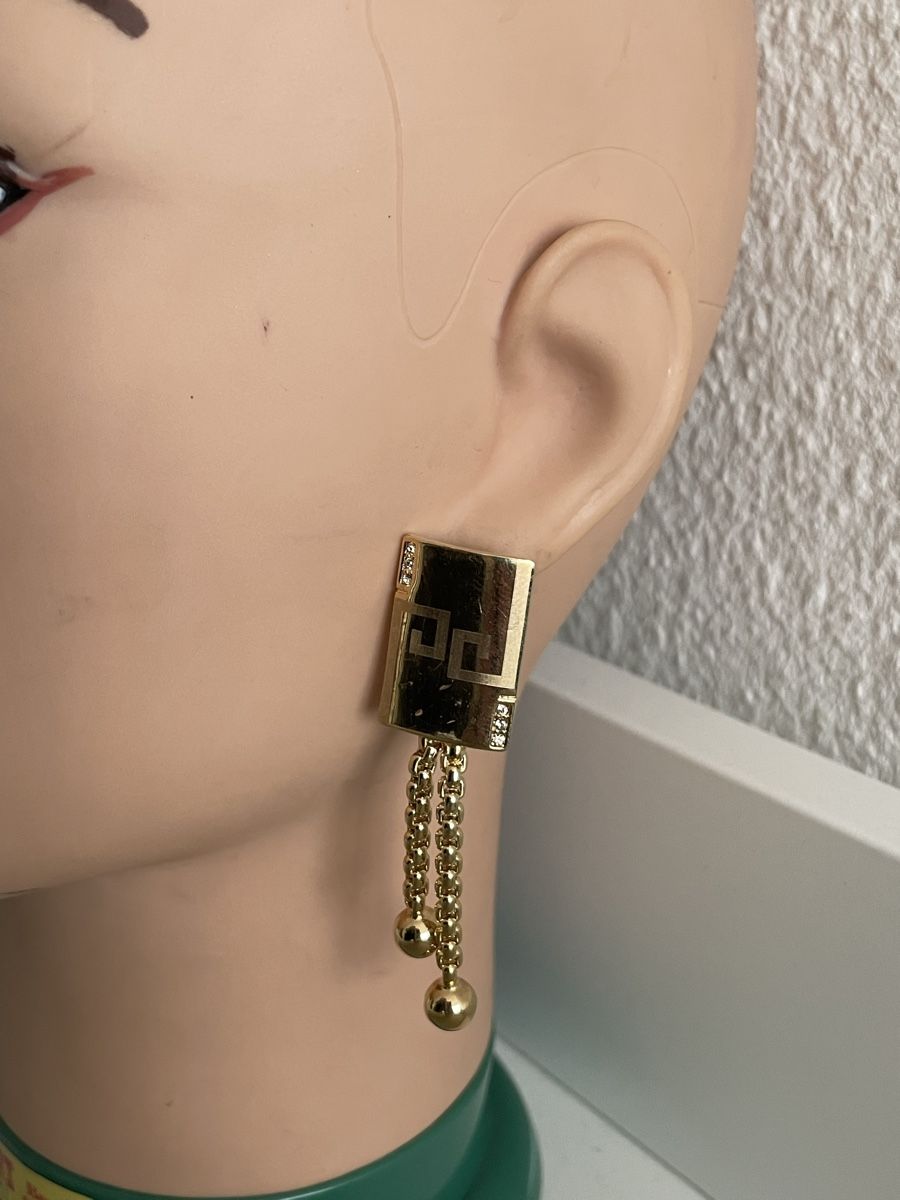 Versace Orecchini pendenti & Orecchini a lobo: Boucles d'oreilles pendante Versace avec chaînettes plaquer  – Difettoso da Worben venduto da benit.drn 5