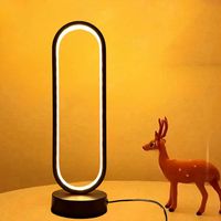 LED Tischlampe dimmbar Tischleuchte Nachttischlampe oval