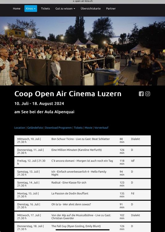 2 Tickets für das Coop Open Air Cinema Luzern Acheter sur Ricardo