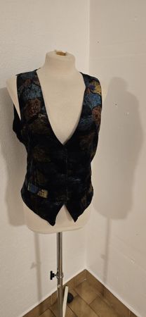 Gilet femme, imprimé, noir, bon état
