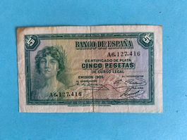 ESPAGNE - Cinco Pesetas 1935 - Sehr Schön / Très Beau