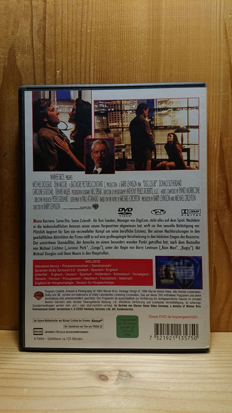 Tutti i DVDs: ENTHÜLLUNG DVD mit Michael Douglas und Demi Moore – Usato da Wilderswil venduto da Exebub 1