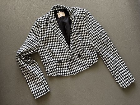 Veste courte Orsay pied-de-poule noir blanc taille M