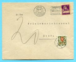 Brief von Zürich nach Stäfa 1932 mit Nachportomarke
