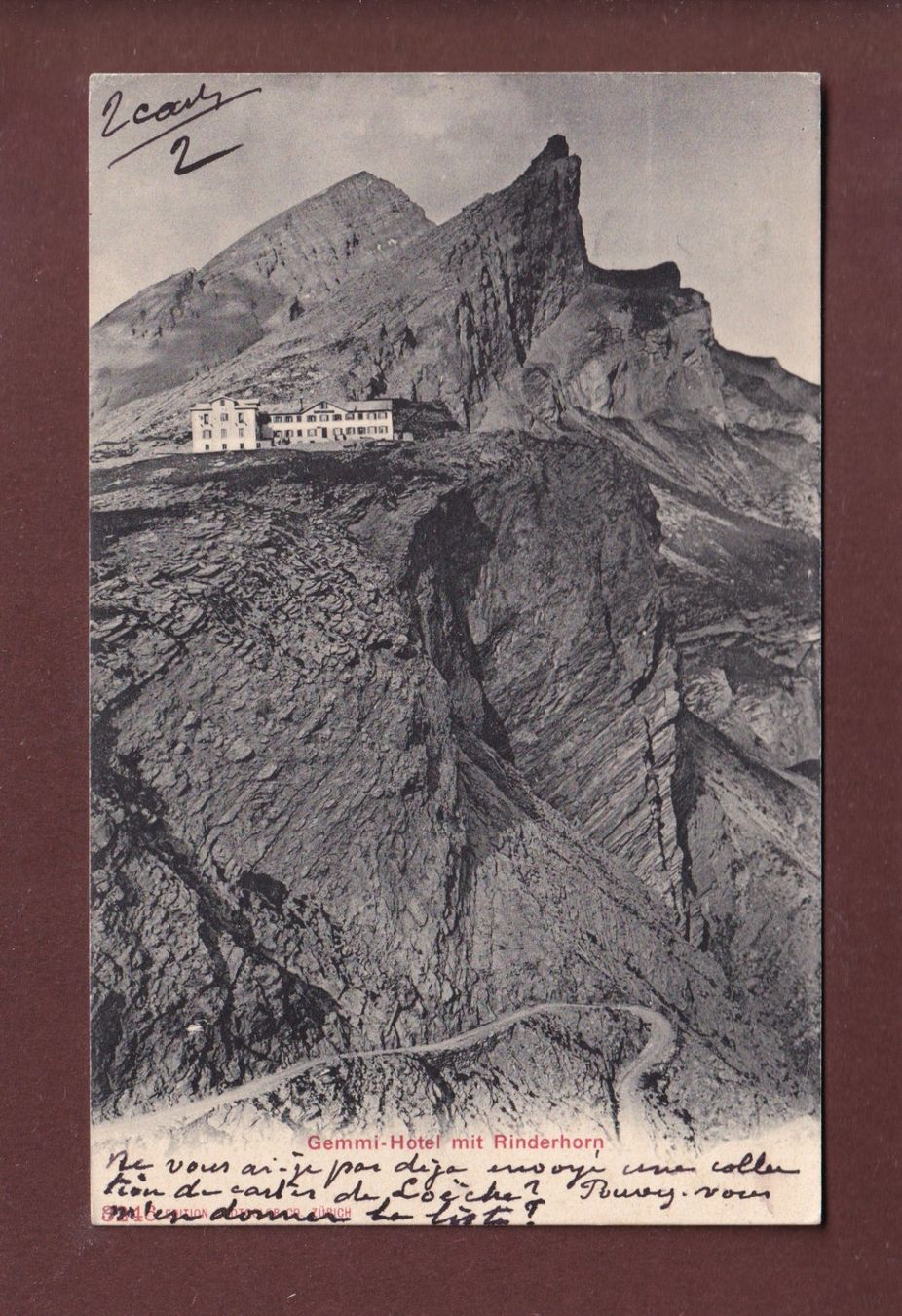 Cartoline postali: GEMMI - Hotel - Rinderhorn - 1903 – Usato da Pully venduto da nicecards