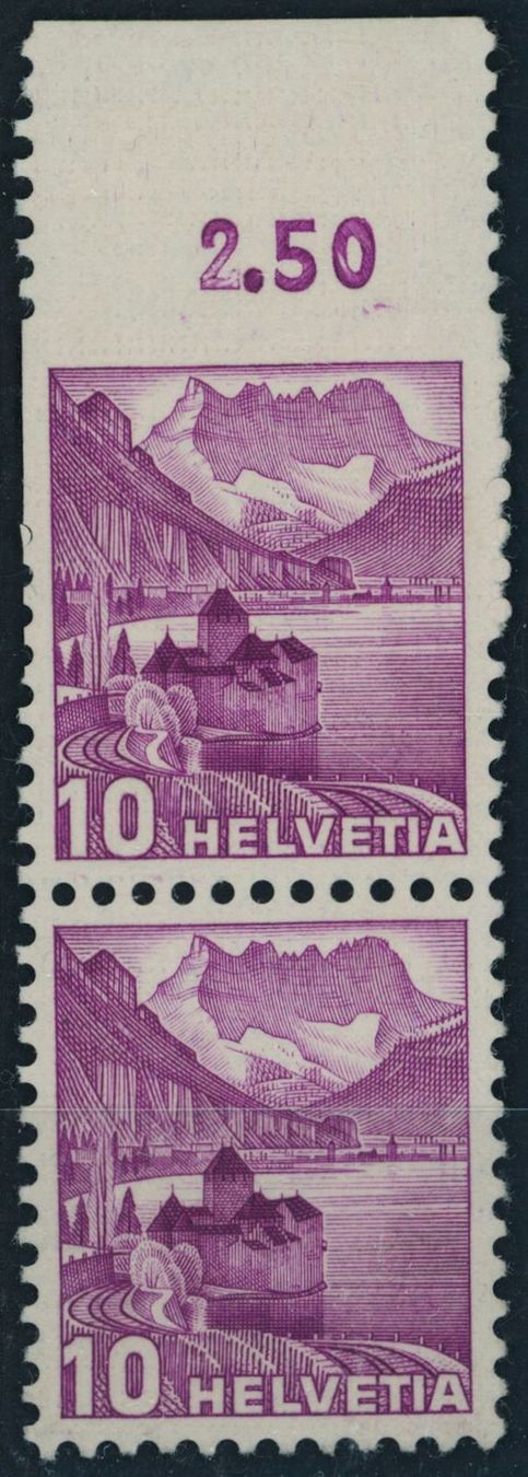Tutti i francobolli: 1936 - Landschaftsbilder • Chillon - Abart - postfrisch ** – Nuovo (secondo la descrizione) da Schindellegi venduto da leecollect