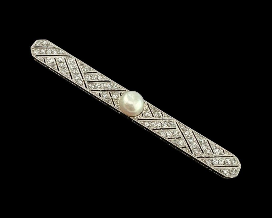 Spille & Fermagli: Antike Naturperlen - Diamanten - Brosche um 1925 – Usato da Zuzwil SG venduto da artimmo 1