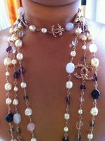 SAUTOIR CHANEL, 3 RANGS PERLES DE DIVERS TAILLES