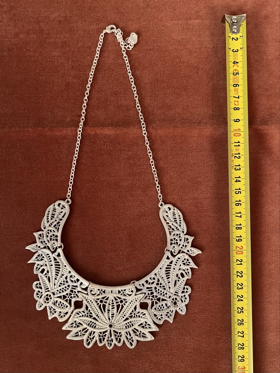 Catenine: Statement Halskette Collier Modeschmuck silberfarben floral – Nuovo (secondo la descrizione) da Turgi venduto da SHK 2
