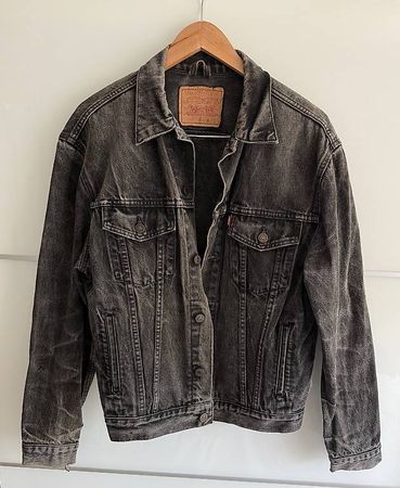 Levis Vintage Jeansjacke in Grau-Schwarz, Grösse L, Unisex