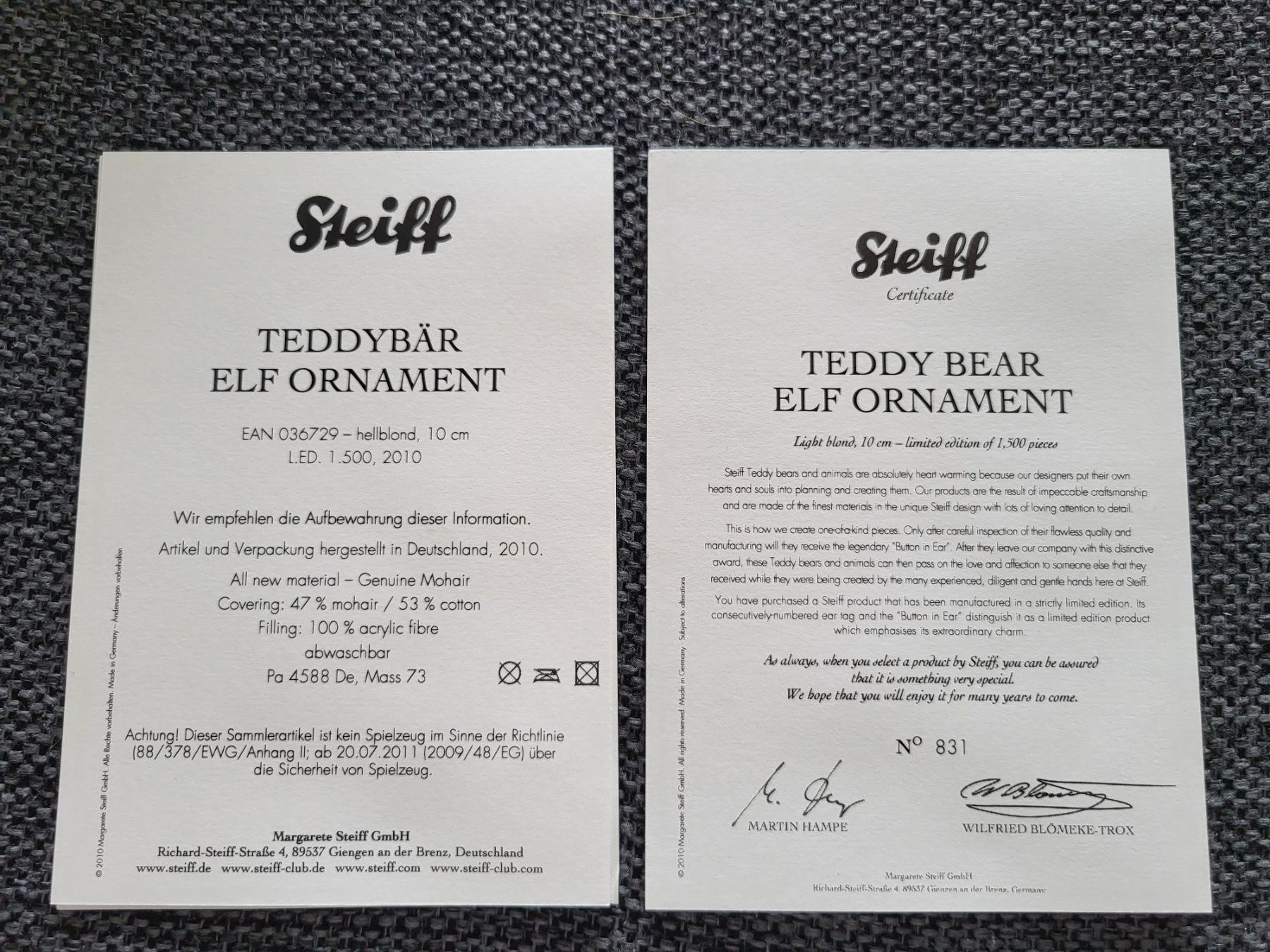 Steiff Giocattoli: Steiff Teddy – Nuovo (secondo la descrizione) da Zürich venduto da Orchidee 5