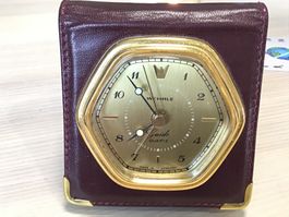 Wehrle Guide Quartz Reisewecker Vintage Lederetui