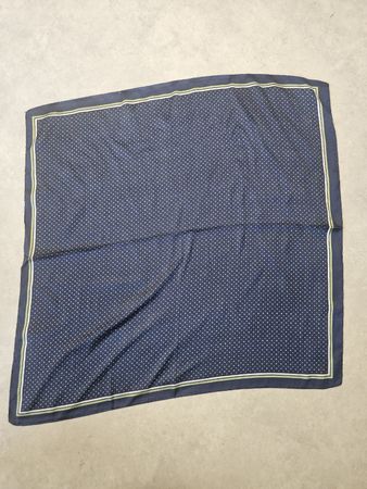 Foulard bleu à pois blancs, bordure