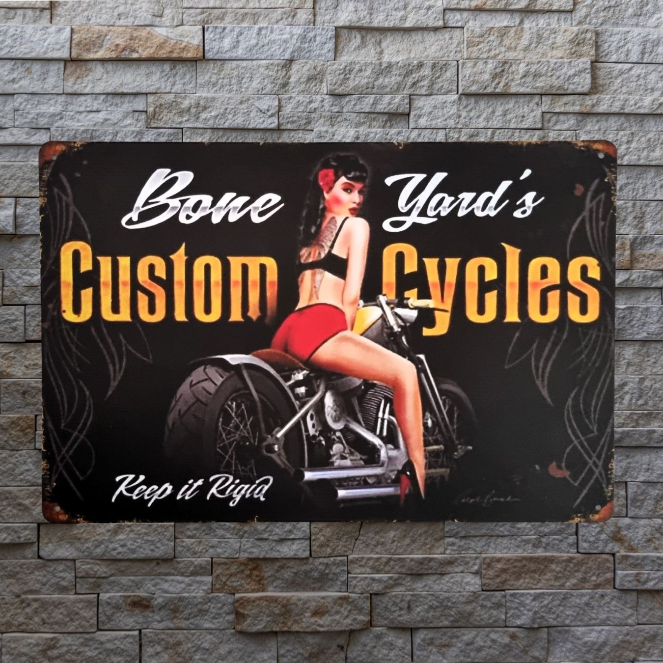 Insegne: Bone Yard's Custom Cycles Blechschild - Vintage Deko Schild! – Nuovo e nell'imballaggio originale da Figino venduto da mayam63