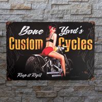 Bone Yard's Custom Cycles Blechschild - Vintage Deko Schild!