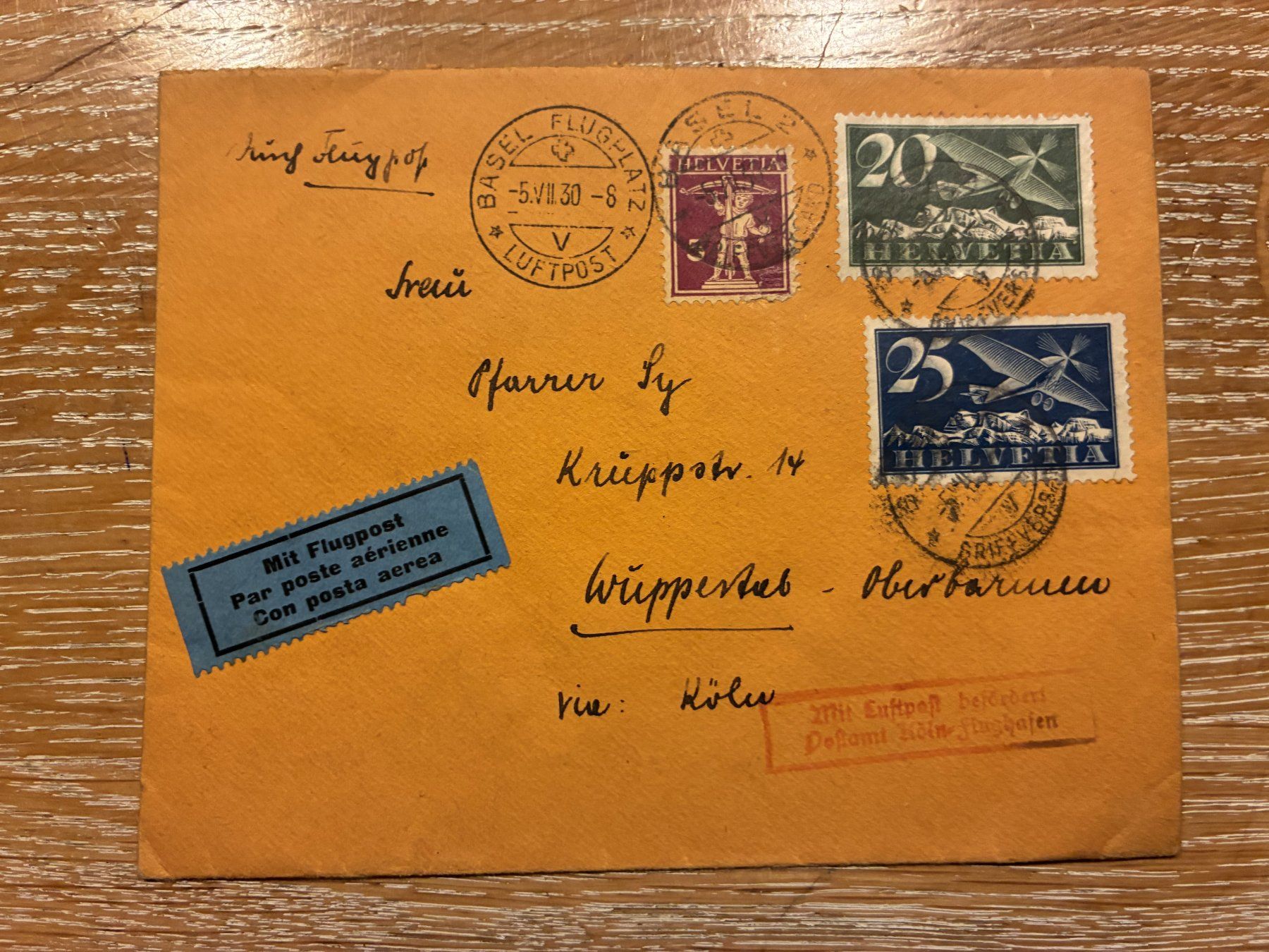 Tutti i francobolli: 203. FLUGBRIEF MIT F5, SST "Mit Luftpost befördert" – Usato da Oud-Turnhout venduto da Frankaturware