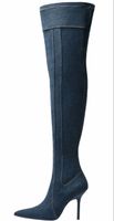 Bershka Overknees Stiefel Jeans  Denim blau Grösse 39 