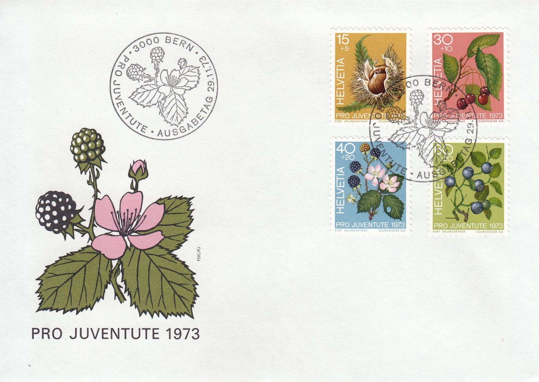 Tutti i francobolli: 1973 Pro Juventute FDC Früchte des Waldes FDC – Usato da Spreitenbach venduto da Mustang_1105
