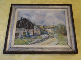 Peinture à l'huile- fermes jurassiennes