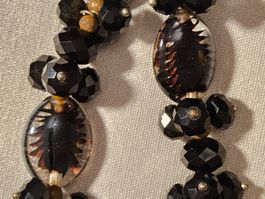 Alte Gablonzer schwarze Halskette, Collier ca. 1950er