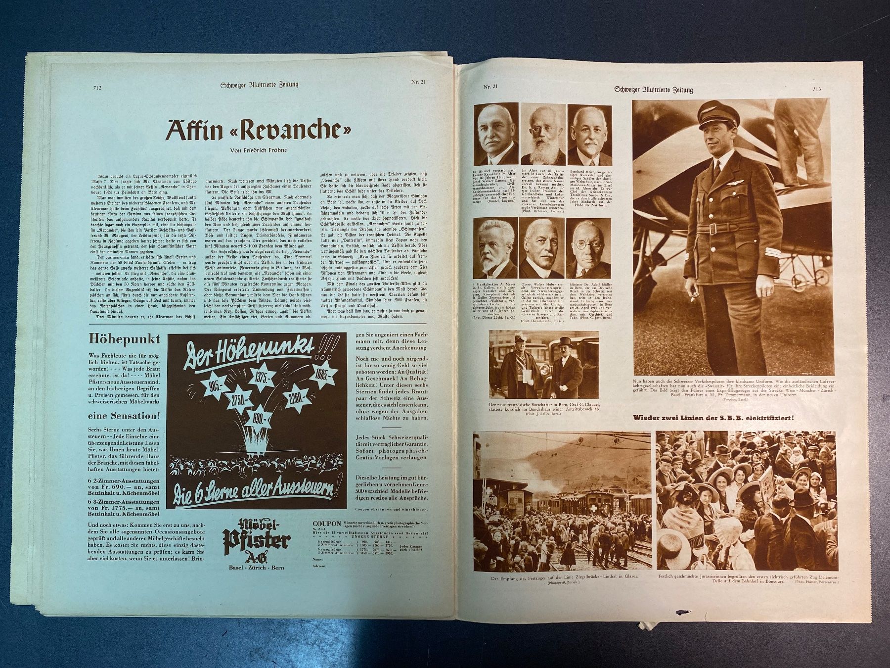 Riviste & Magazine: Zeitschrift Schweizer Illustrierte 1933 24. Mai Nr. 21 – Usato da Oberägeri venduto da Nussbi6 8