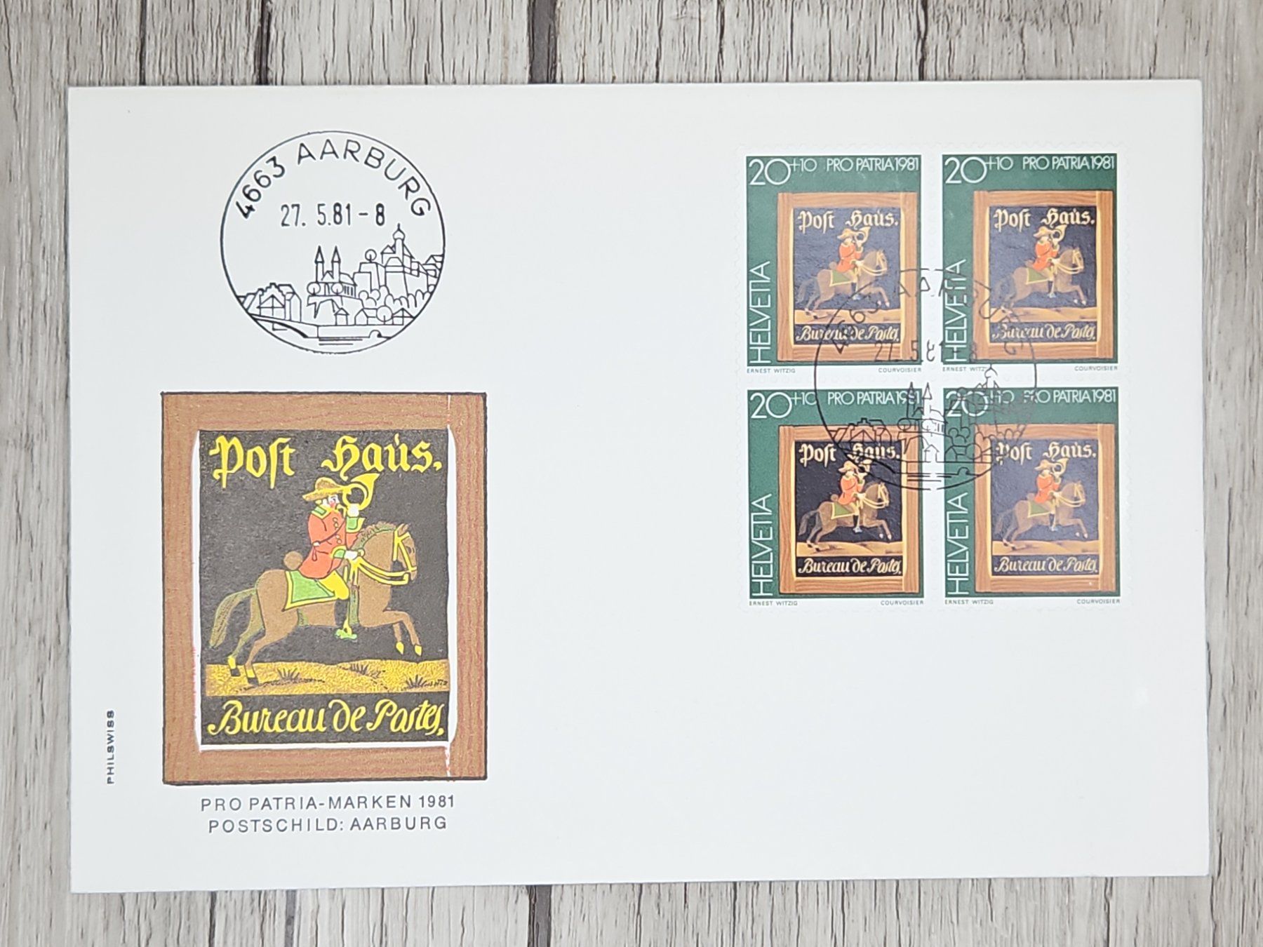 Tutti i francobolli: CL11 Enveloppe + Timbre Suisse 1981 – Usato da Cousset venduto da Patrick_Collections