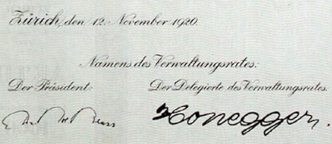 Dokumente: AG H. CH. Honegger & Comp, Zürich - 1920 – Gebraucht aus Solothurn von Sgasche 1