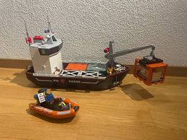 Grosses Containerschiff mit Zollboot Playmobil