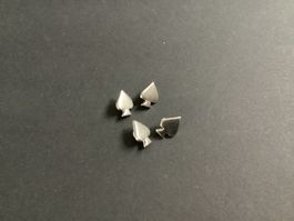 4 Zierknöpfe aus Kunststoff, schaufelförmig, silber, klein