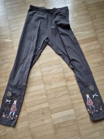 Mädchen Leggings grau mit Motivdruck guter Zustand