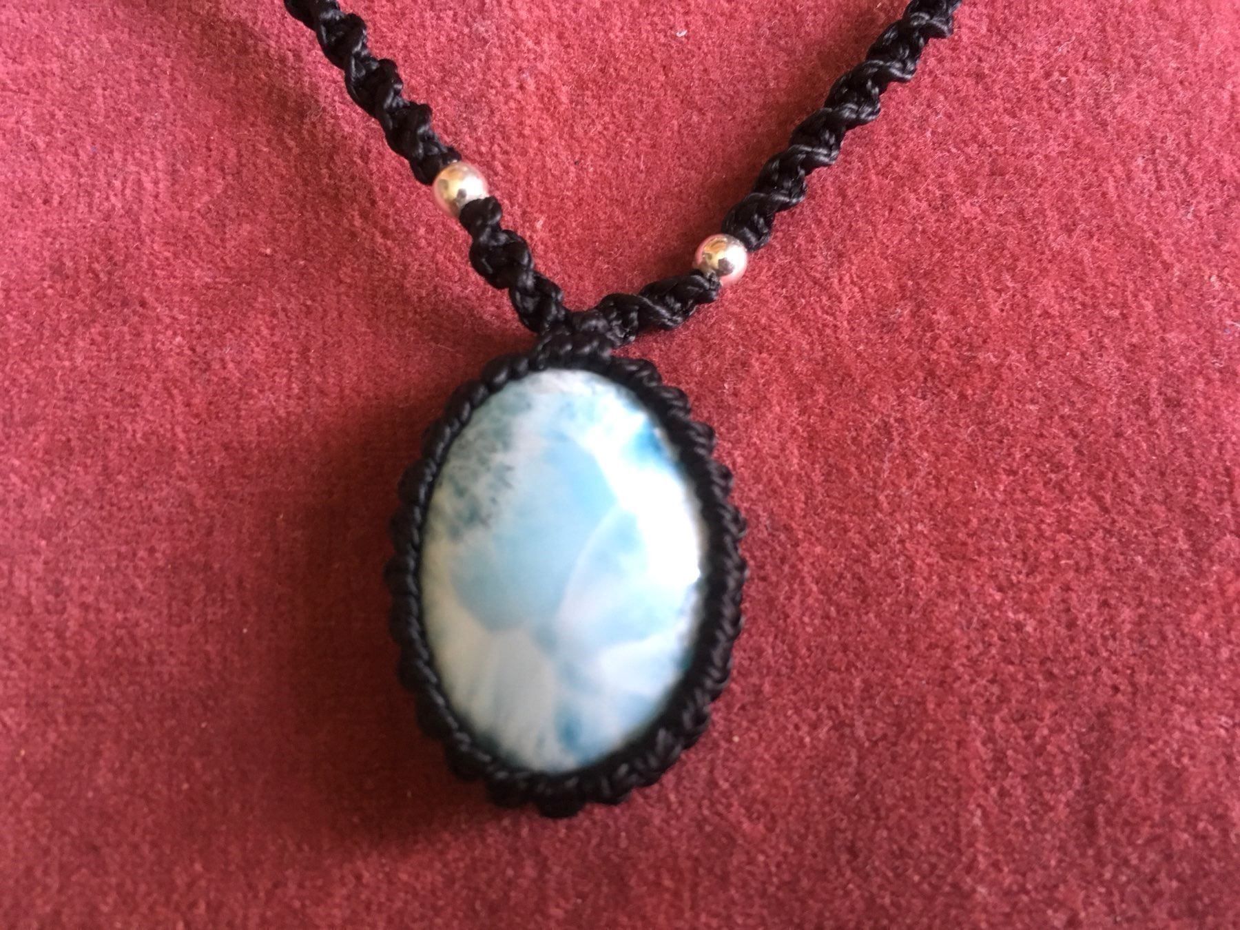 Catenine: Kette aus Makramee und Larimar / Sale – Nuovo e nell'imballaggio originale da Zürich venduto da MEVAS-Schmuck 1