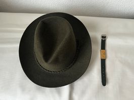 Vintage Jägerhut EIGER Wollfilz mit Lederarmband in Oliv RAR